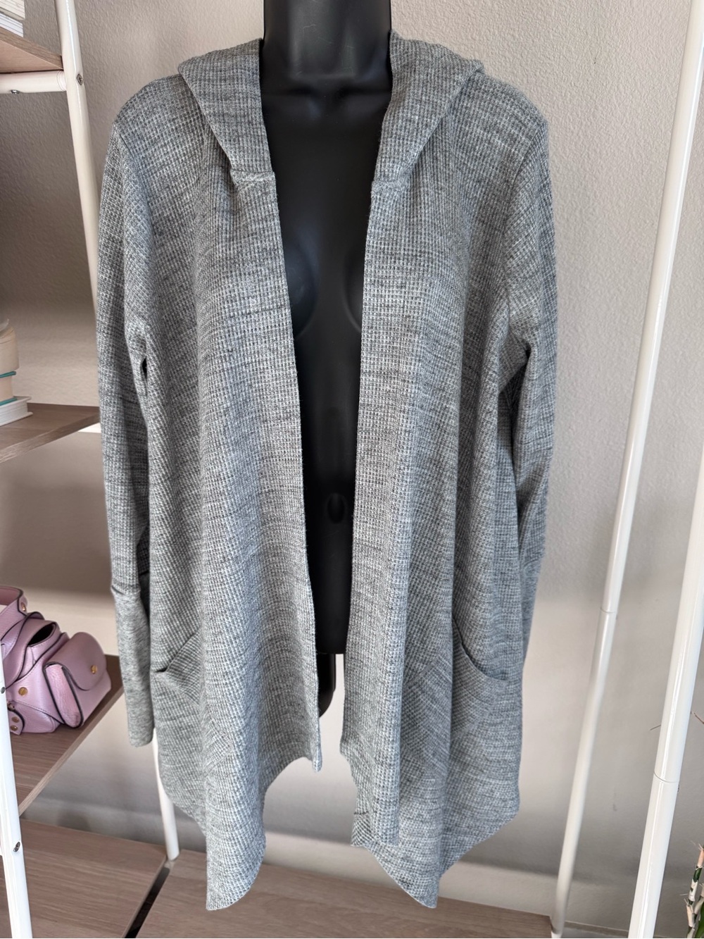 SPLENDID Gray Hooded Open-Front Cardigan Soft Knit